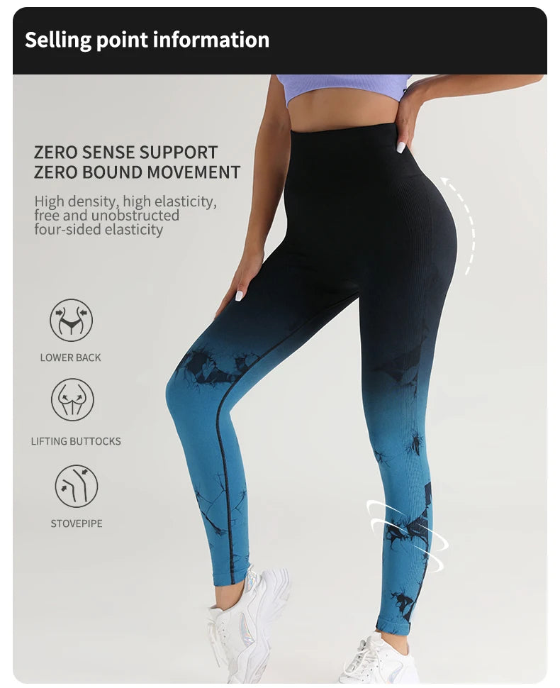 New Tie Dye Yoga Pants Sport Leggings Women Seamless High Waist Push Up Woman Tights Fitness Workout Leggins Gym Clothing