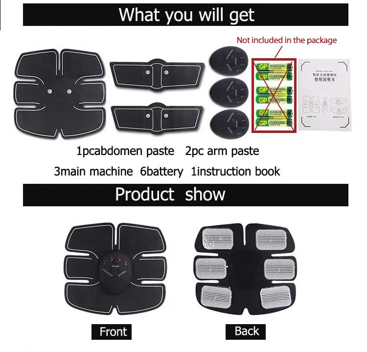 Wireless EMS ABS Stimulation Massager Pad Body Slimming Trainer Machine Electric Muscle Stimulator Abd Exerciser Pads