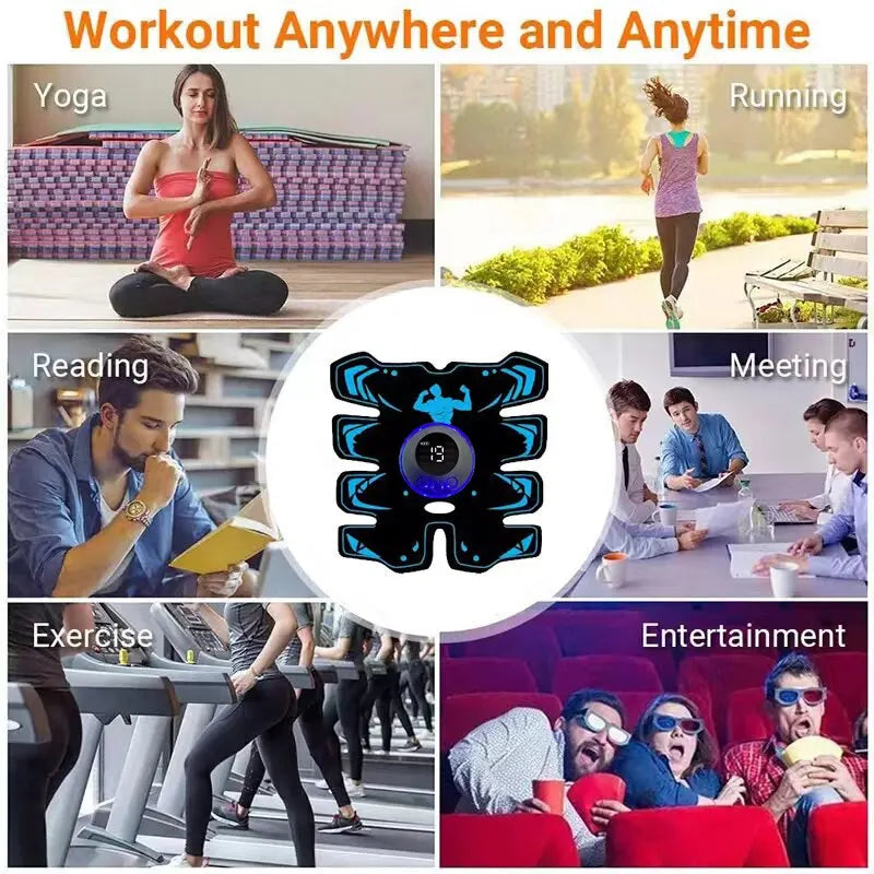 USB Rechargable  Muscle Massager ABS Arm 3 IN 1 Trainer Pad Wireless Smart Fitness Abdominal Training Electric Body