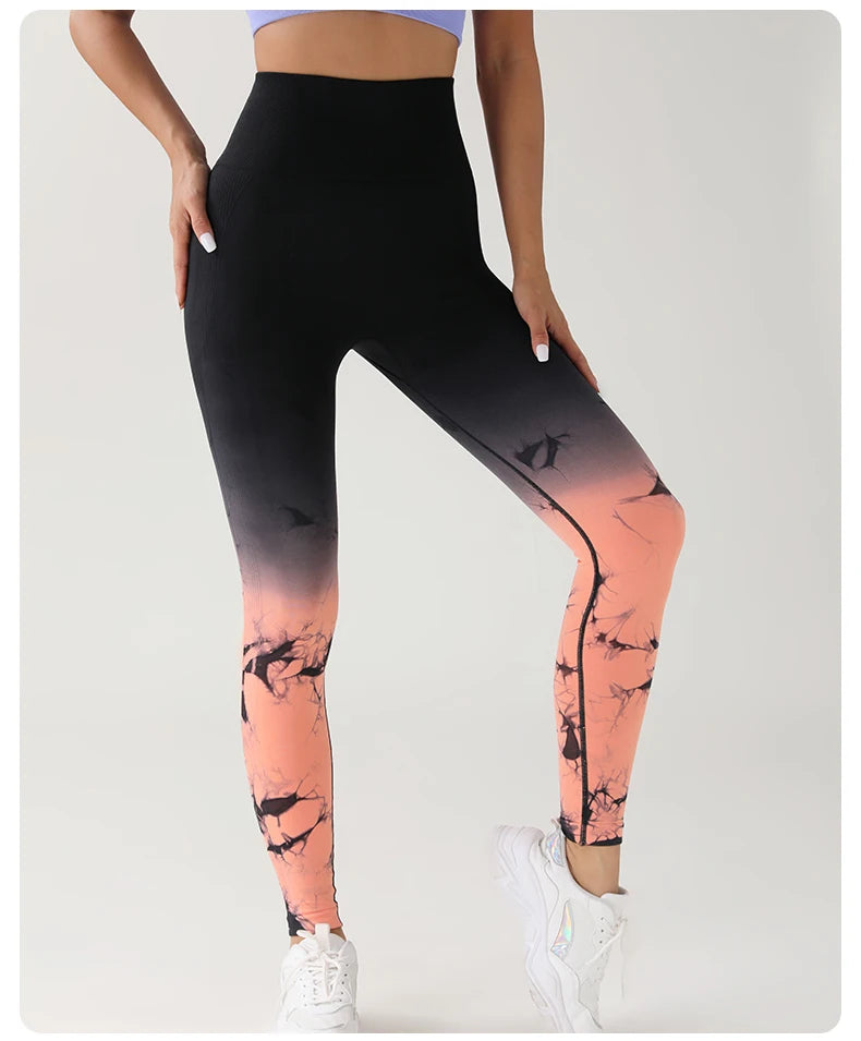 New Tie Dye Yoga Pants Sport Leggings Women Seamless High Waist Push Up Woman Tights Fitness Workout Leggins Gym Clothing