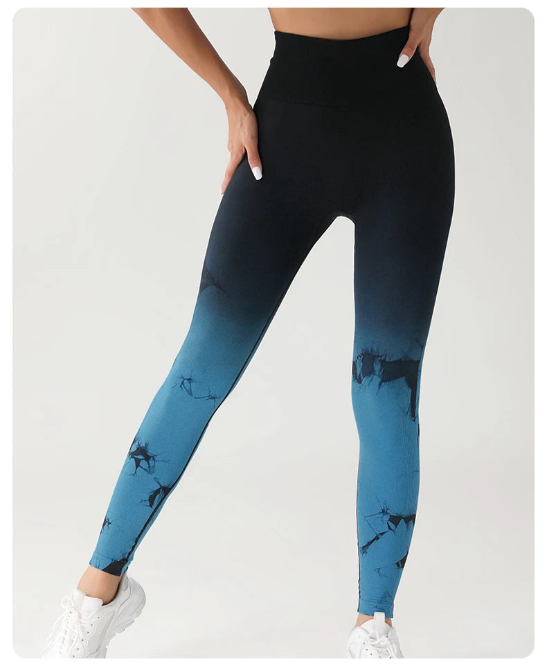 New Tie Dye Yoga Pants Sport Leggings Women Seamless High Waist Push Up Woman Tights Fitness Workout Leggins Gym Clothing