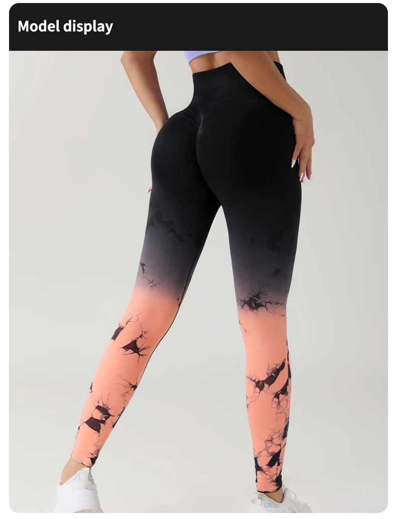 New Tie Dye Yoga Pants Sport Leggings Women Seamless High Waist Push Up Woman Tights Fitness Workout Leggins Gym Clothing