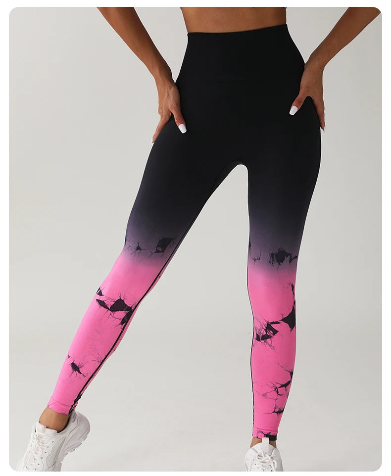 New Tie Dye Yoga Pants Sport Leggings Women Seamless High Waist Push Up Woman Tights Fitness Workout Leggins Gym Clothing