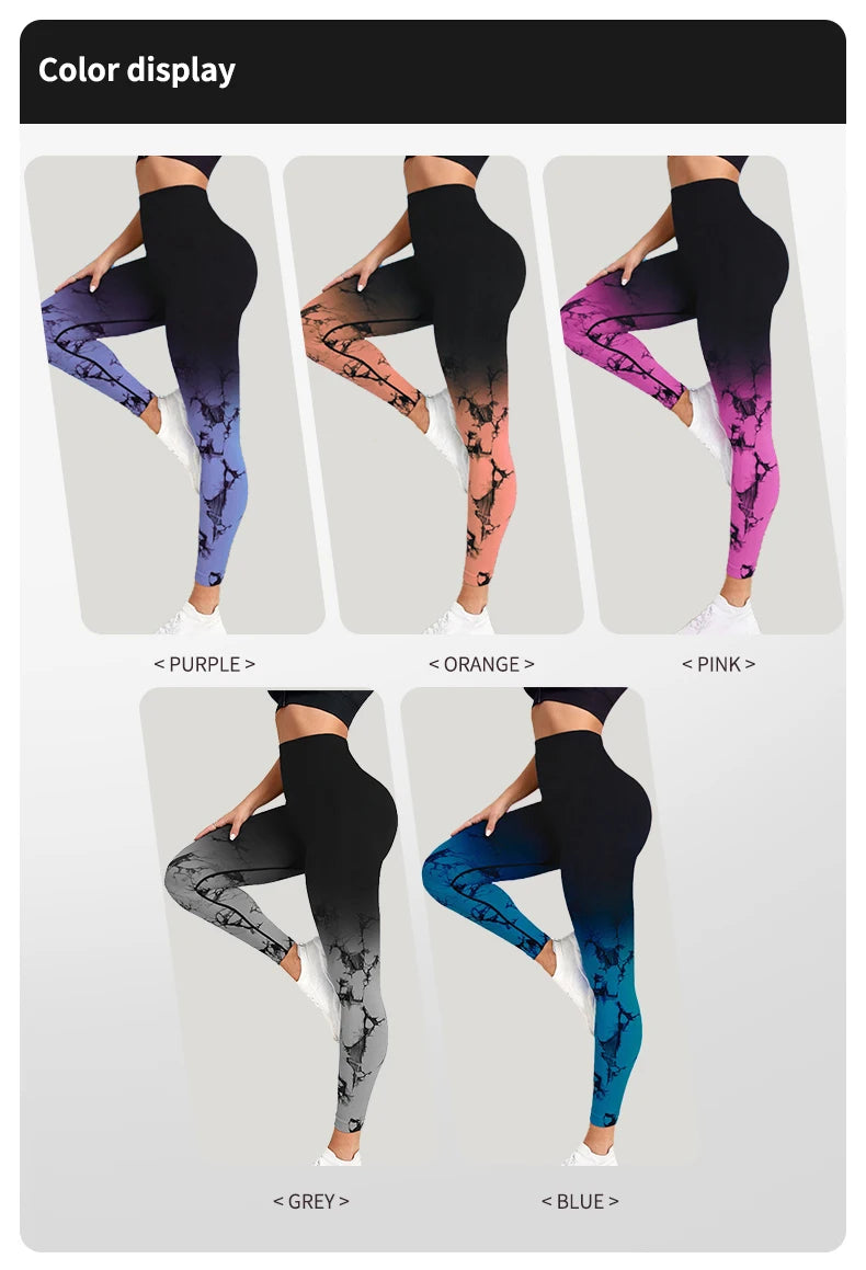 New Tie Dye Yoga Pants Sport Leggings Women Seamless High Waist Push Up Woman Tights Fitness Workout Leggins Gym Clothing