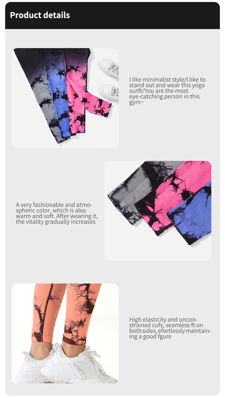 New Tie Dye Yoga Pants Sport Leggings Women Seamless High Waist Push Up Woman Tights Fitness Workout Leggins Gym Clothing
