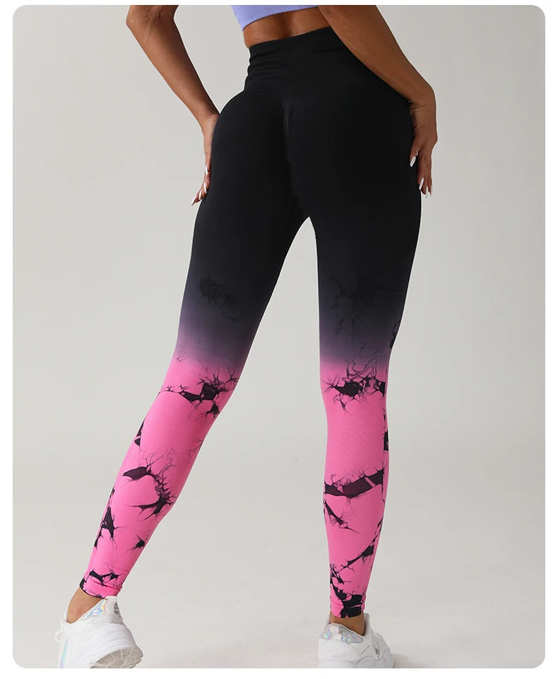 New Tie Dye Yoga Pants Sport Leggings Women Seamless High Waist Push Up Woman Tights Fitness Workout Leggins Gym Clothing