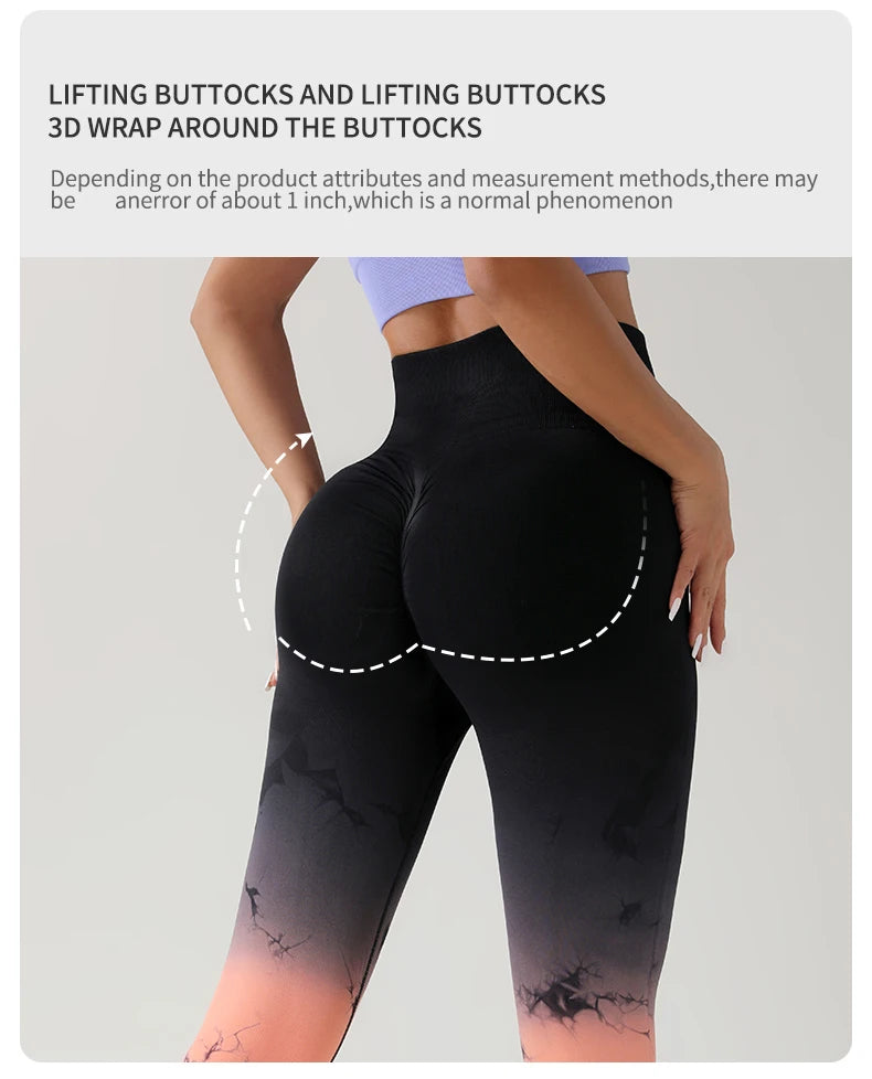 New Tie Dye Yoga Pants Sport Leggings Women Seamless High Waist Push Up Woman Tights Fitness Workout Leggins Gym Clothing