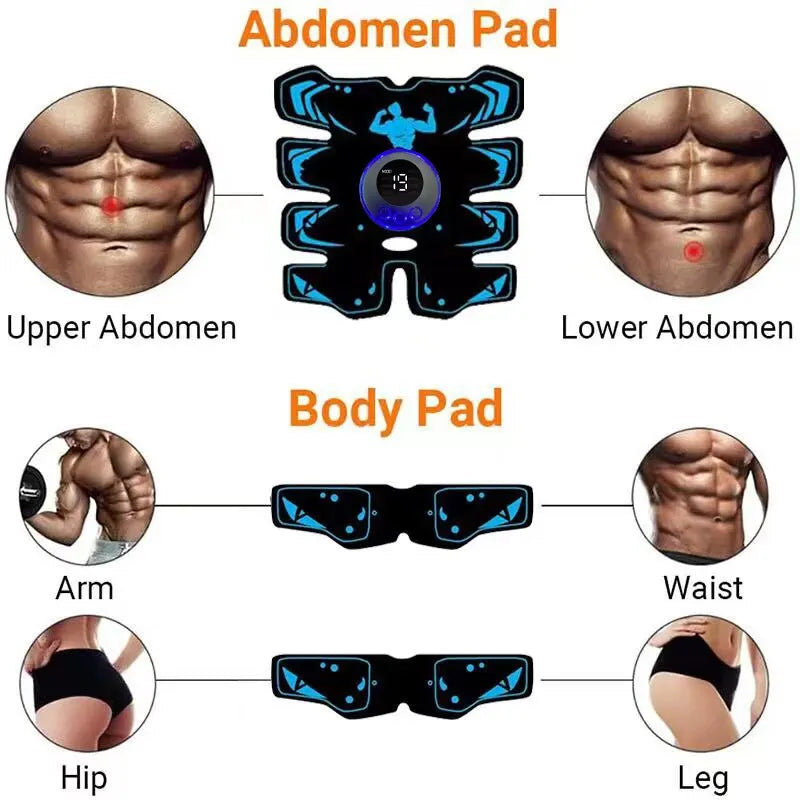 USB Rechargable  Muscle Massager ABS Arm 3 IN 1 Trainer Pad Wireless Smart Fitness Abdominal Training Electric Body