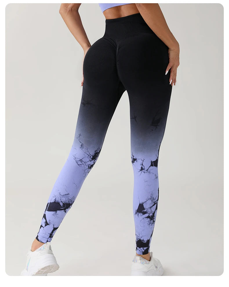 New Tie Dye Yoga Pants Sport Leggings Women Seamless High Waist Push Up Woman Tights Fitness Workout Leggins Gym Clothing