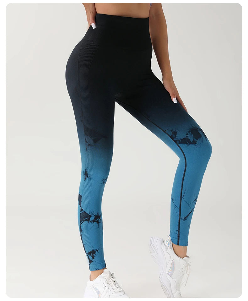 New Tie Dye Yoga Pants Sport Leggings Women Seamless High Waist Push Up Woman Tights Fitness Workout Leggins Gym Clothing