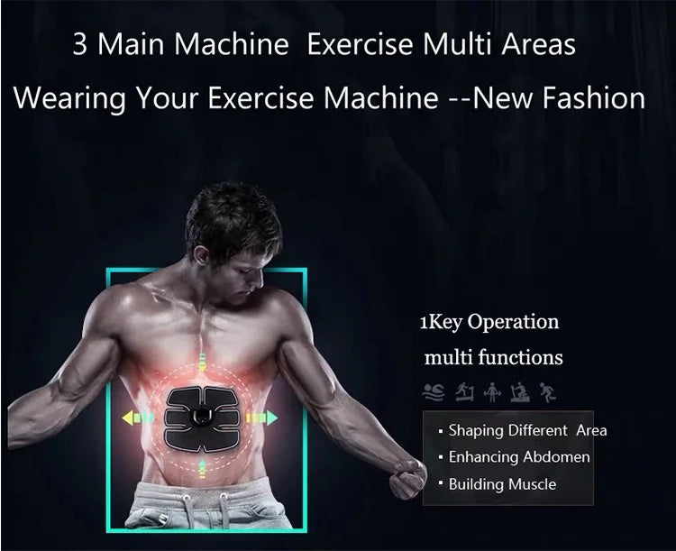 Wireless EMS ABS Stimulation Massager Pad Body Slimming Trainer Machine Electric Muscle Stimulator Abd Exerciser Pads