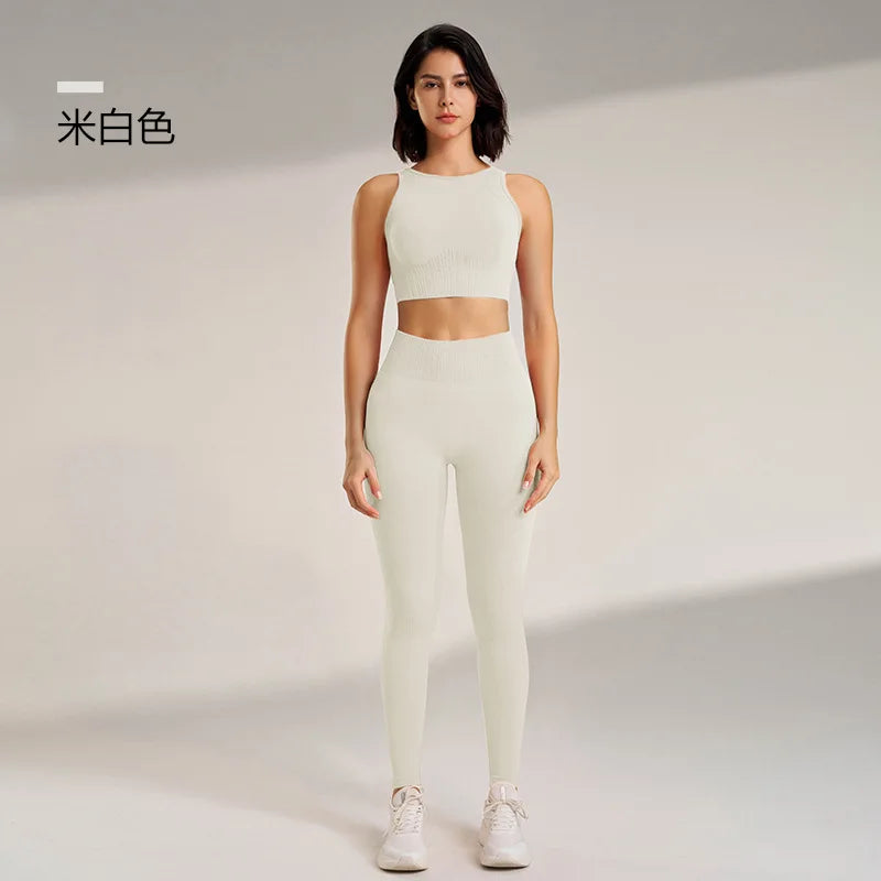 Women's fitness suit yoga suit exercise yoga bra exercise tight high-waisted pants running suit quick dry