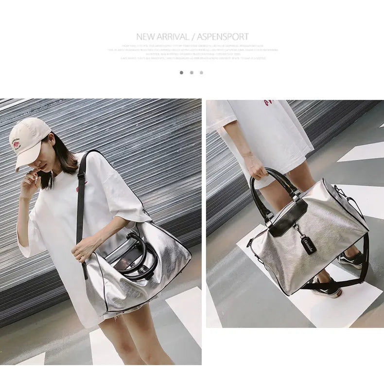 Women Silver Fitness Gym Bag Traveling Bags Glitter Sac De Sport For Men Training Travel Tas Sports Outdoor Gymtas Sporttas xa32