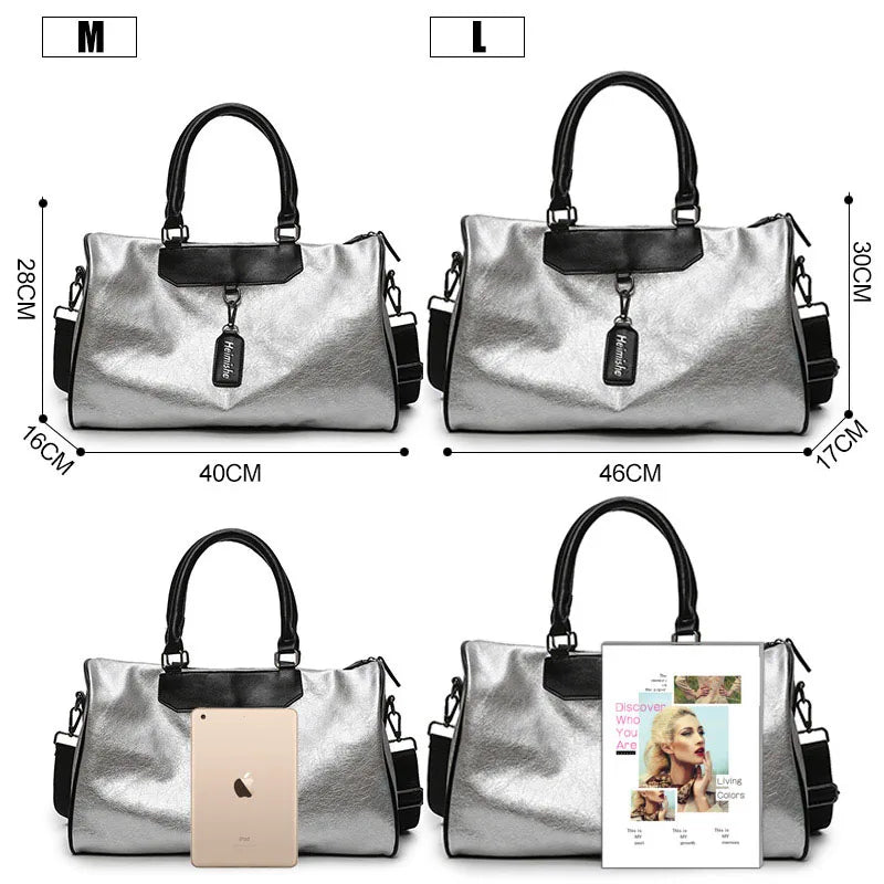 Women Silver Fitness Gym Bag Traveling Bags Glitter Sac De Sport For Men Training Travel Tas Sports Outdoor Gymtas Sporttas xa32