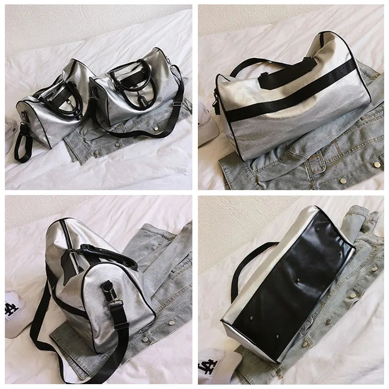 Women Silver Fitness Gym Bag Traveling Bags Glitter Sac De Sport For Men Training Travel Tas Sports Outdoor Gymtas Sporttas xa32