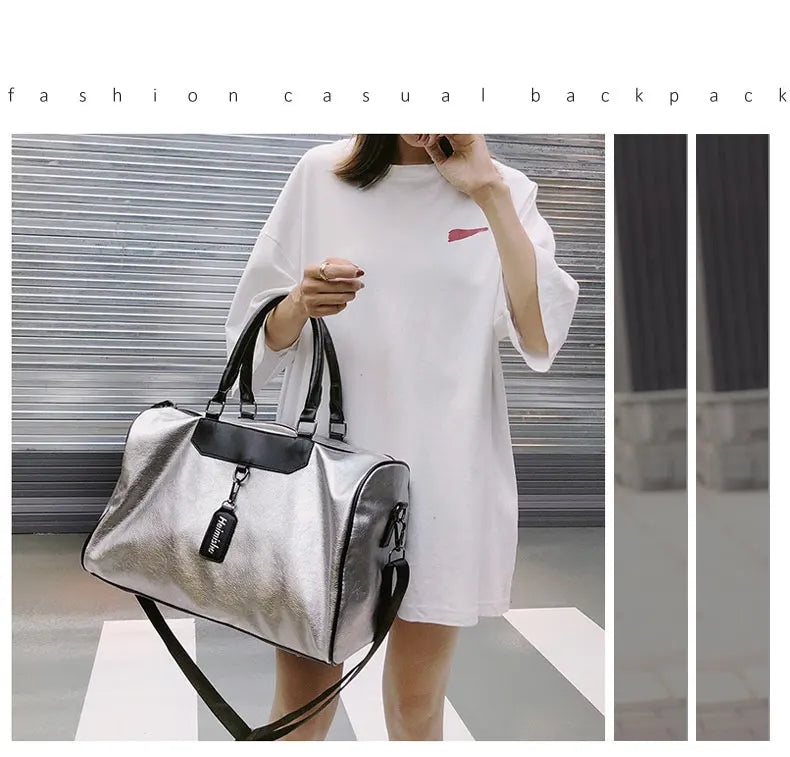 Women Silver Fitness Gym Bag Traveling Bags Glitter Sac De Sport For Men Training Travel Tas Sports Outdoor Gymtas Sporttas xa32