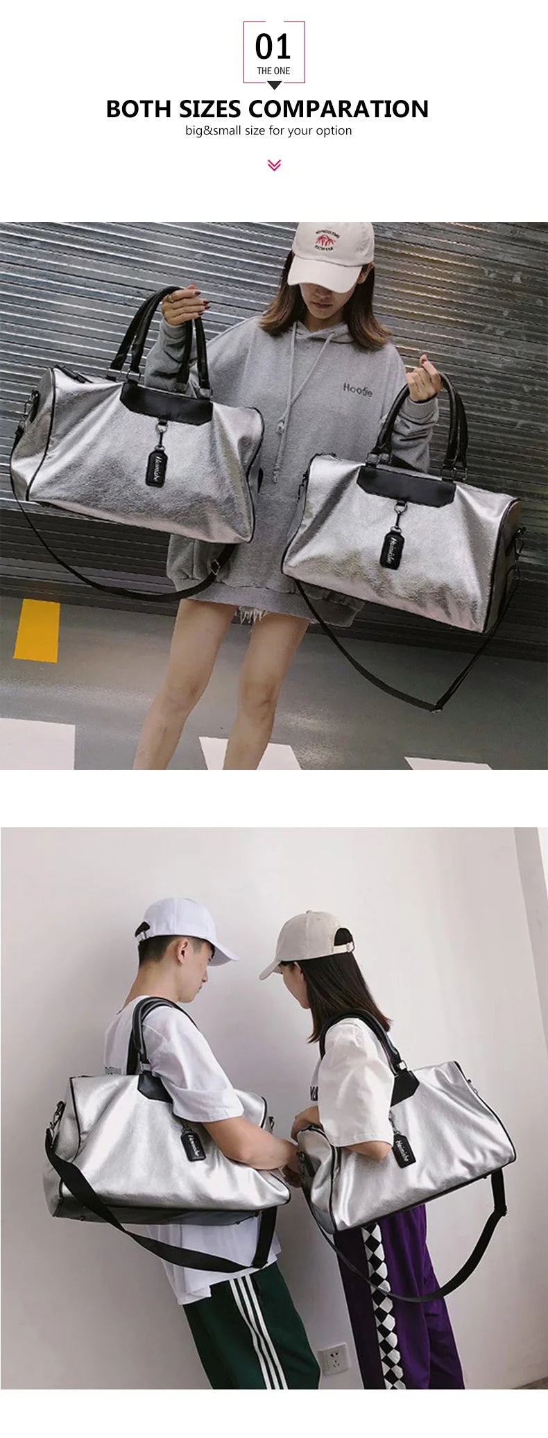 Women Silver Fitness Gym Bag Traveling Bags Glitter Sac De Sport For Men Training Travel Tas Sports Outdoor Gymtas Sporttas xa32
