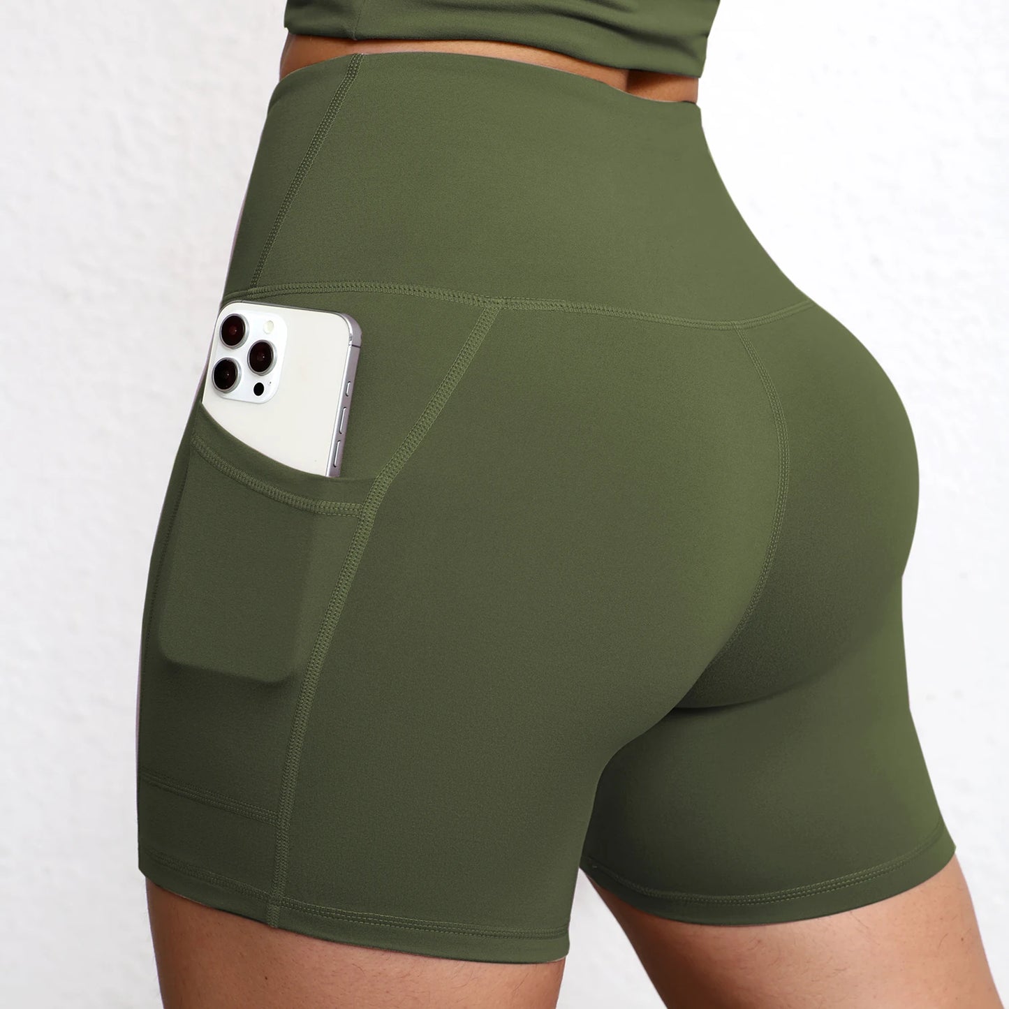 Women High Waist Pocket Yoga Sport Biker Shorts Leggings For Fitness Lift Hips Running Workout Yoga Pant
