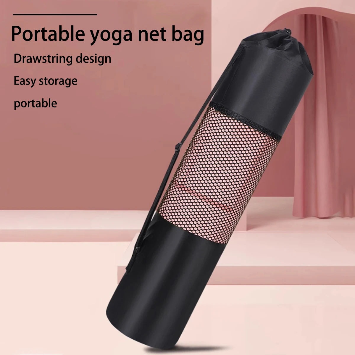 1 Breathable Yoga Mat Storage Mesh Bag - Durable Oxford Fabric, Black with Shoulder Strap, Perfect for Everyday Use and Fitness
