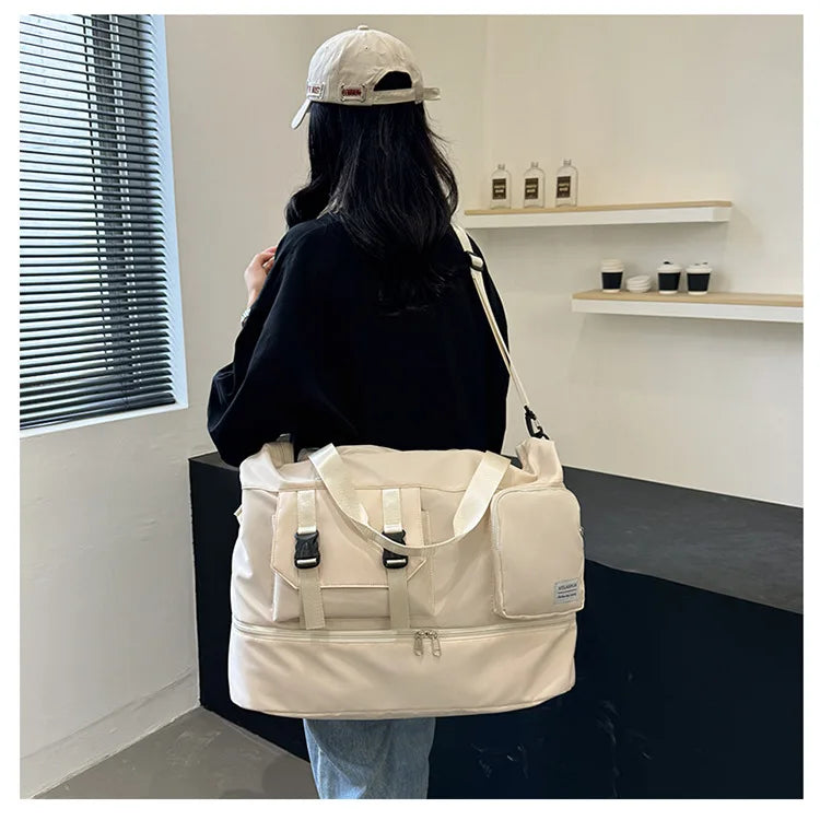 Sports Tote Gym Bag Travel Duffel Handbags for Women Shoulder Weekender Overnight Bag Dry Wet Yoga Workout Carryon Bags Pack