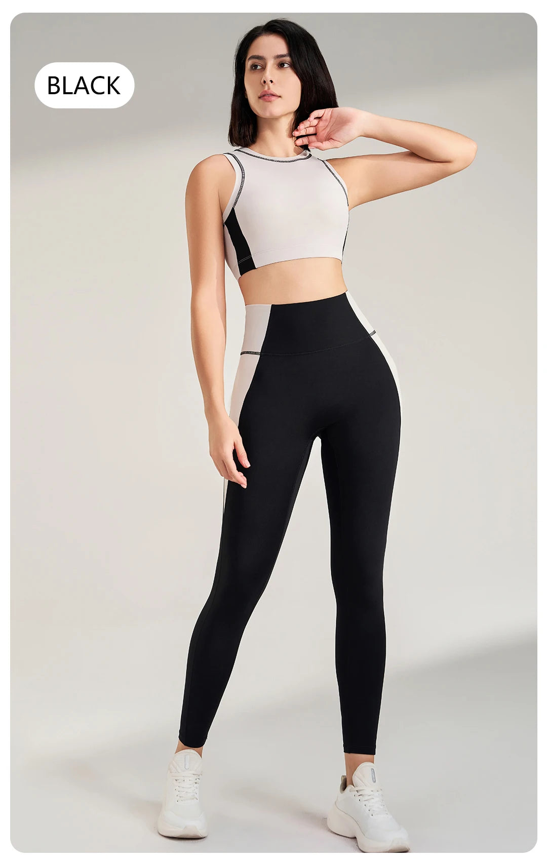 Sports Outdoor Fitness Suit Color Blocking Quick Dry Yoga Clothing Shockproof Bra Yoga Leggings Running Long Pants Female