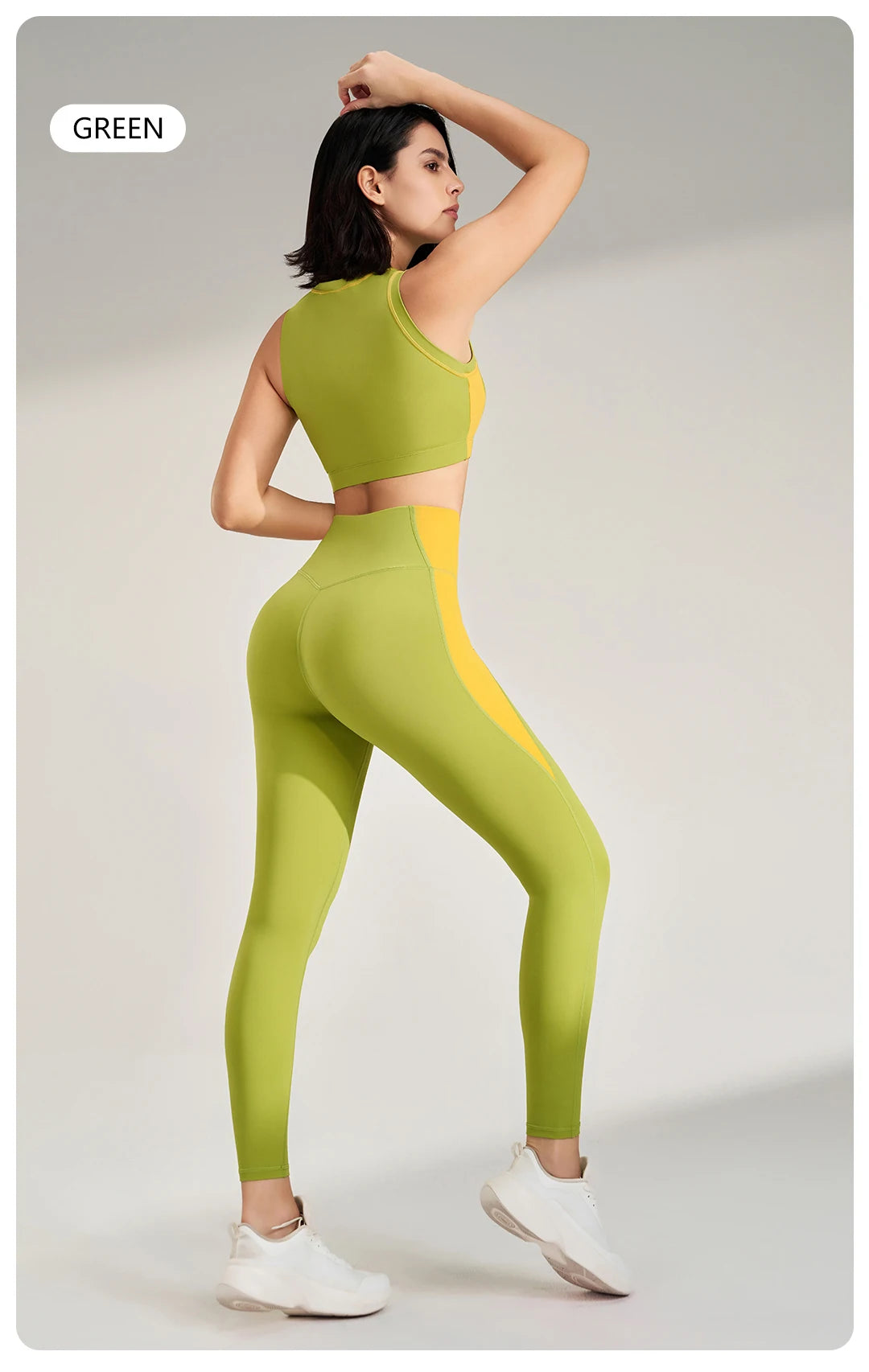 Sports Outdoor Fitness Suit Color Blocking Quick Dry Yoga Clothing Shockproof Bra Yoga Leggings Running Long Pants Female