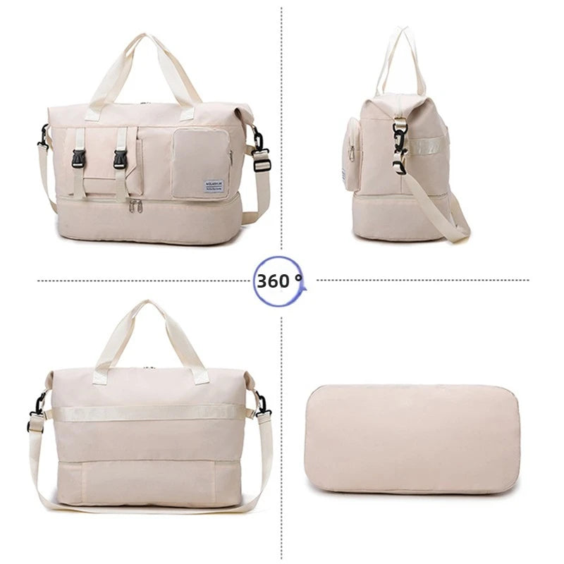 Sports Tote Gym Bag Travel Duffel Handbags for Women Shoulder Weekender Overnight Bag Dry Wet Yoga Workout Carryon Bags Pack