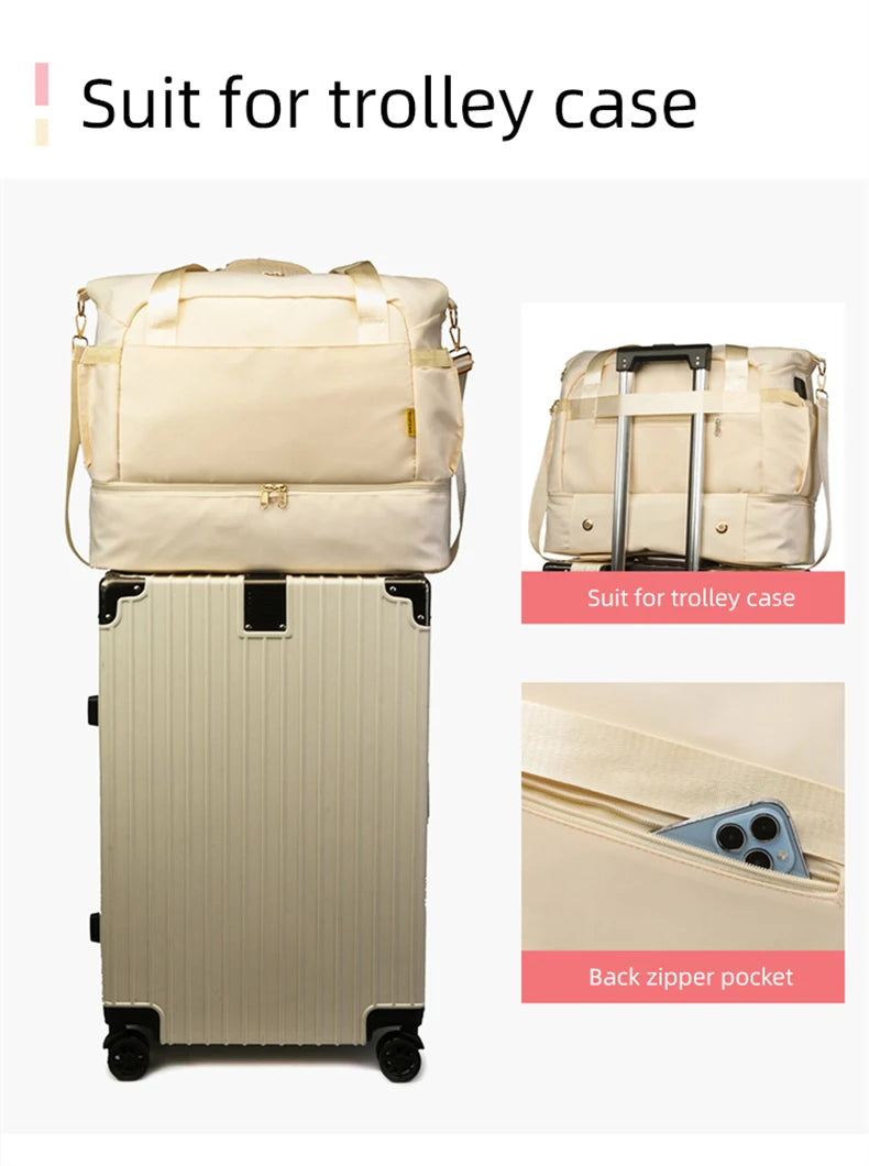 Women Gym Bag Large Fitness Training Bags Dry Wet Separation Yoga Tote with Shoe Pocket Sports Handbag Waterproof Travel Bag