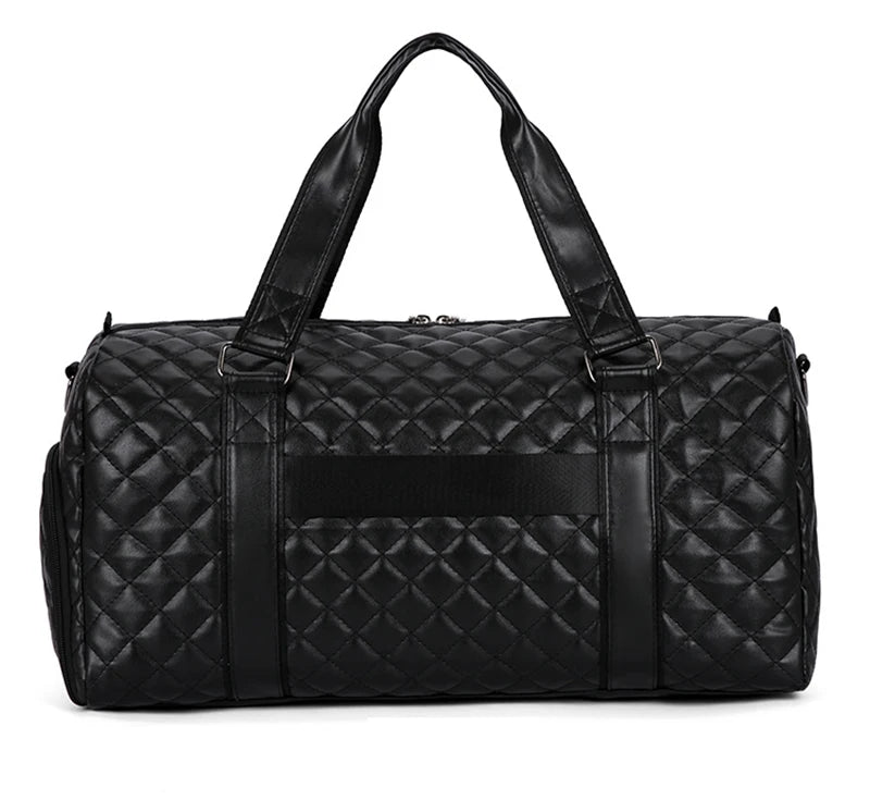 Duffle Tote Gym Fitness Bags for Woman PU Leather Handbag Travel Luggage Shoulder Sports Shoes Pocket Weekend Crossbody Bags