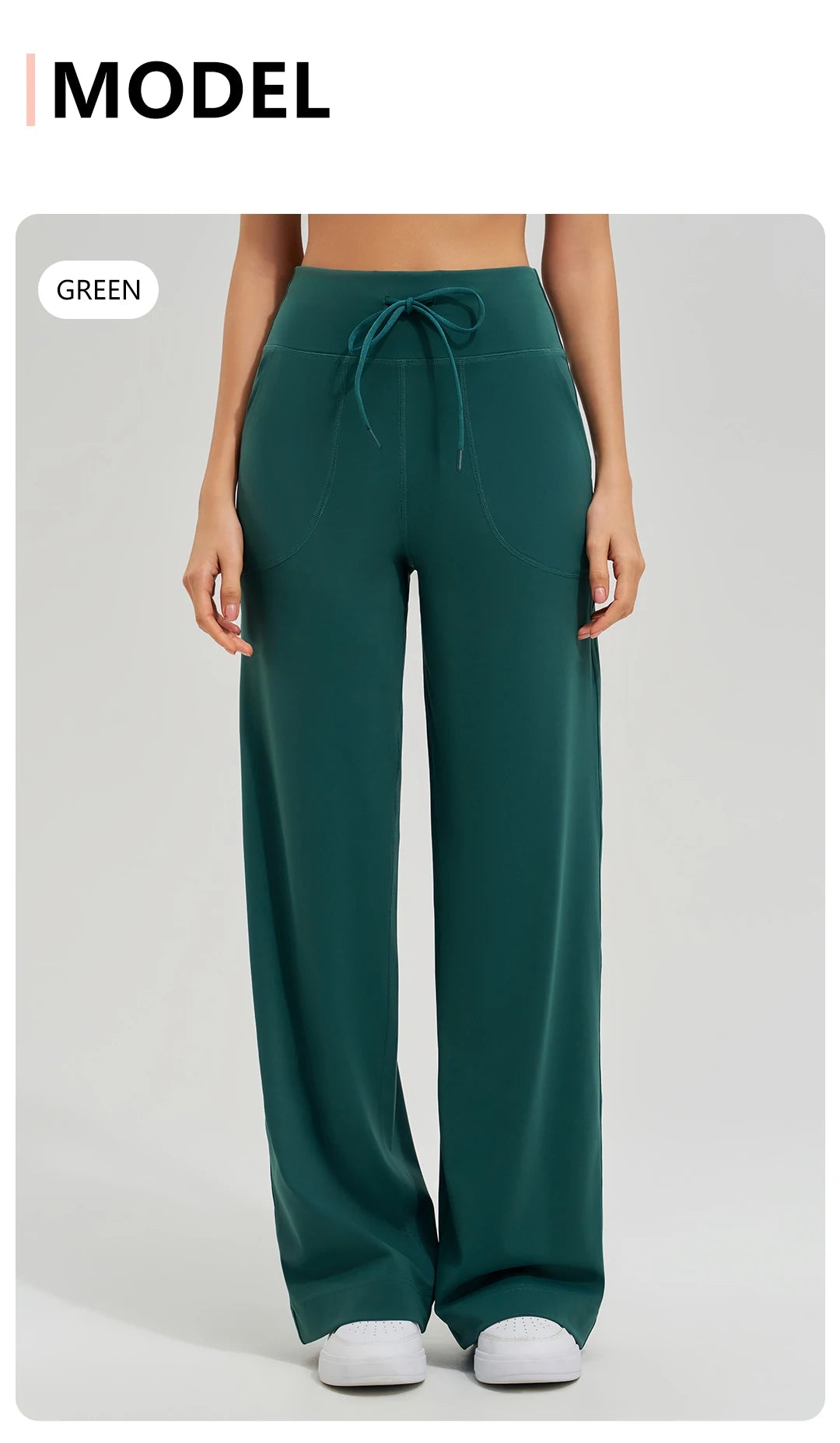 Women's yoga pants high waist wide leg gym casual pants solid color drawstring high elasticity quick drying tight pants