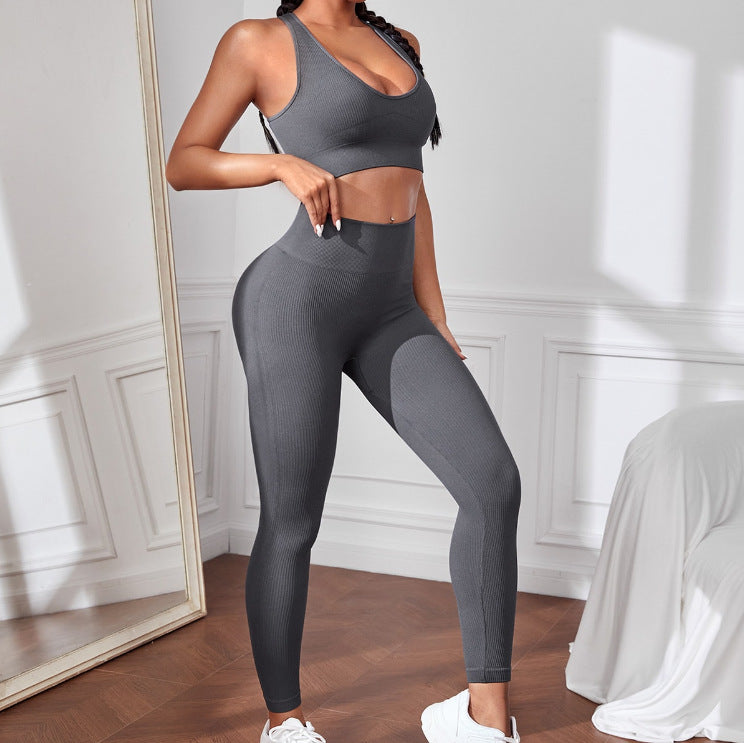 2 Pieces Women's Tracksuit Seamless Yoga Set Workout Sportswear Gym High Waist Leggings Fitness Sports Suits