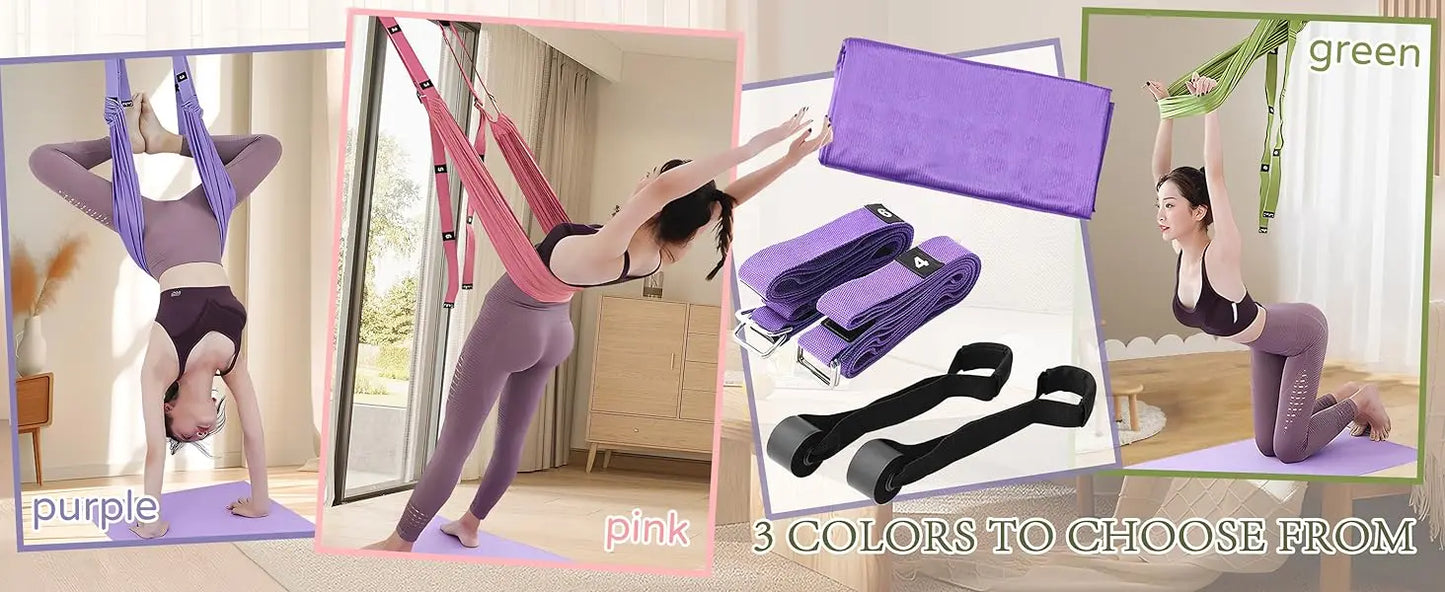 Leg Stretcher Strap, Stretching Equipment with Door Anchor Flexibility Trainer Backbend Assist for Dance Aerial Yoga Ballet Leg