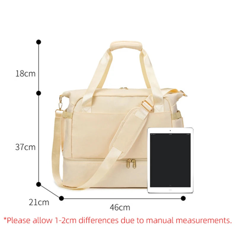 Women Gym Bag Large Fitness Training Bags Dry Wet Separation Yoga Tote with Shoe Pocket Sports Handbag Waterproof Travel Bag