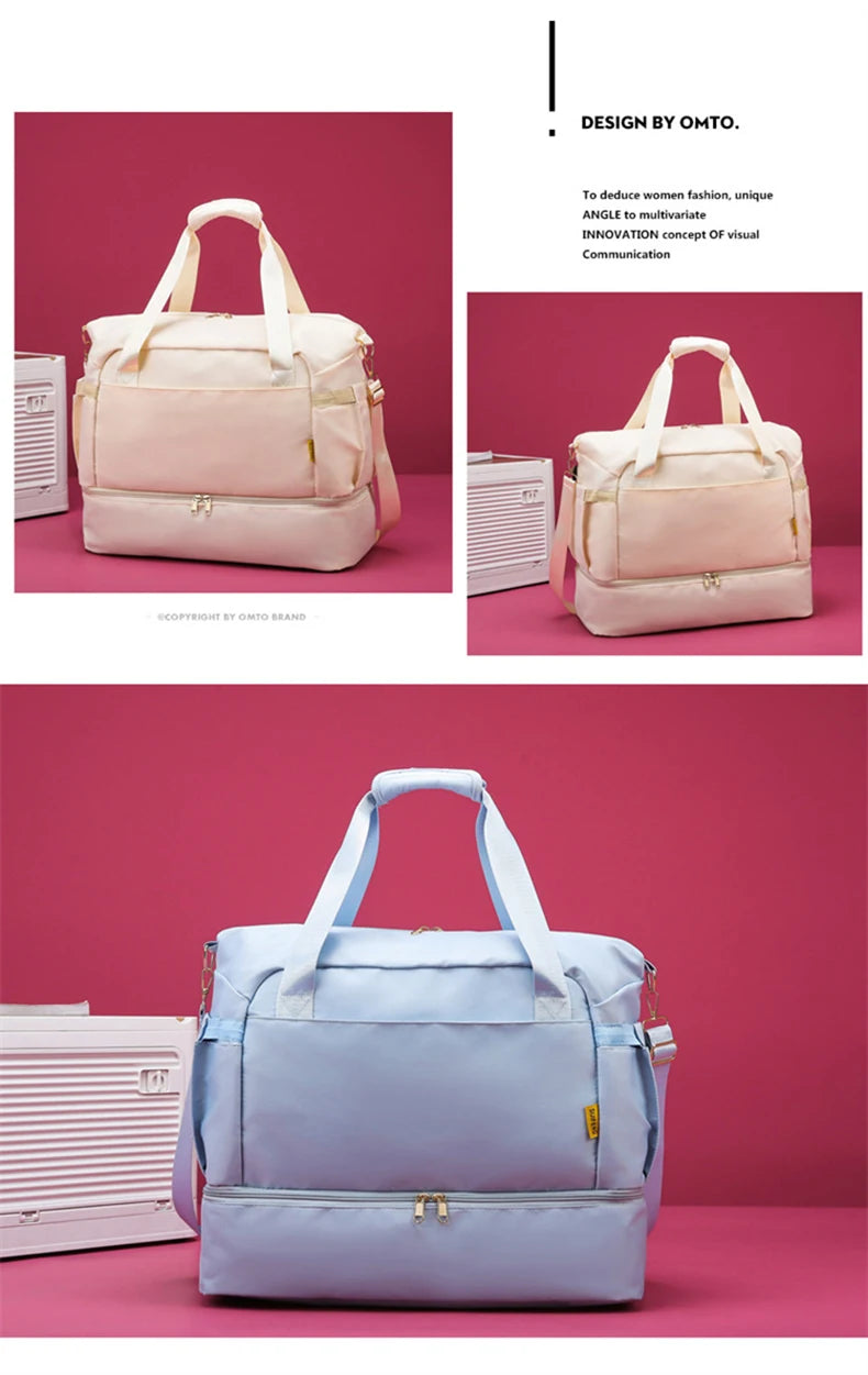 Women Gym Bag Large Fitness Training Bags Dry Wet Separation Yoga Tote with Shoe Pocket Sports Handbag Waterproof Travel Bag