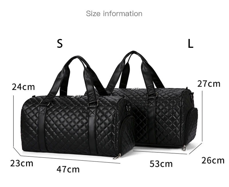 Duffle Tote Gym Fitness Bags for Woman PU Leather Handbag Travel Luggage Shoulder Sports Shoes Pocket Weekend Crossbody Bags
