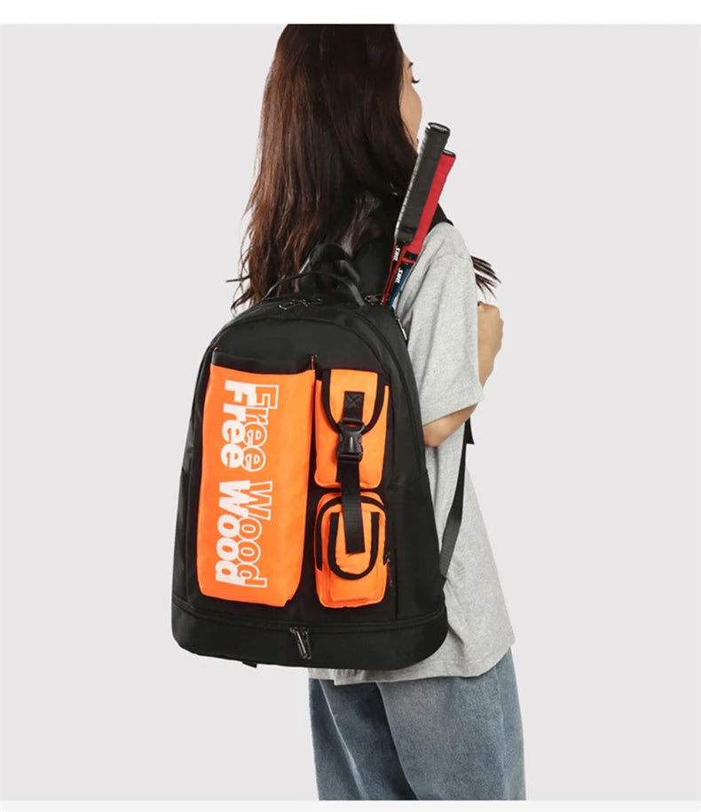 Unisex Tennis Backpack Multifunctional Badminton Racket Bags Large Capacity Sports Bagpack with Shoes Pocket Hold 1-3 Rackets