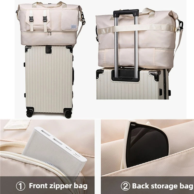 Sports Tote Gym Bag Travel Duffel Handbags for Women Shoulder Weekender Overnight Bag Dry Wet Yoga Workout Carryon Bags Pack