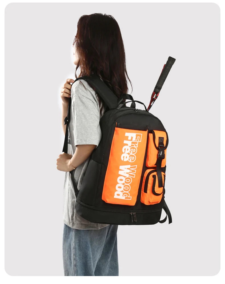 Unisex Tennis Backpack Multifunctional Badminton Racket Bags Large Capacity Sports Bagpack with Shoes Pocket Hold 1-3 Rackets