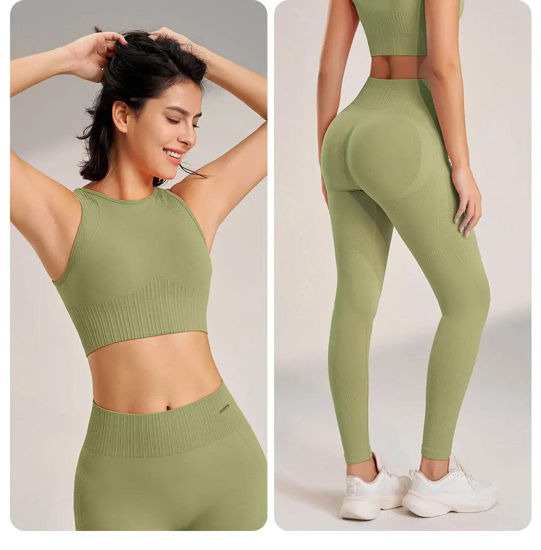 Yoga Clothing Set Women's High Waisted Leggings and Top Two Piece Seamless Fitness Exercise Clothing Fitness Underwear plus size