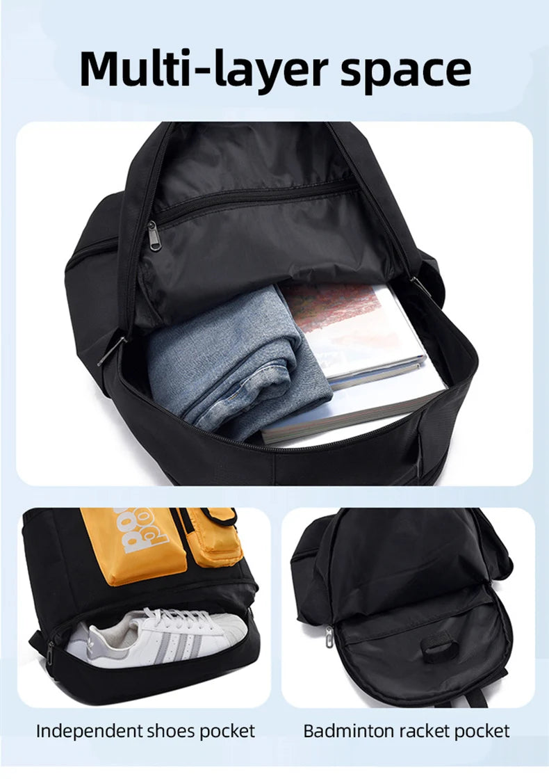 Unisex Tennis Backpack Multifunctional Badminton Racket Bags Large Capacity Sports Bagpack with Shoes Pocket Hold 1-3 Rackets