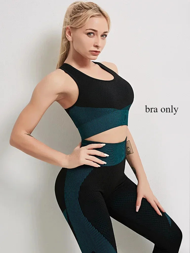 Yoga Clothes Gym Wear Women Fitness Clothing Outfit Workout Zipper Sportswear Long Sleeve Crop Bra Top Leggings Seperately Sold