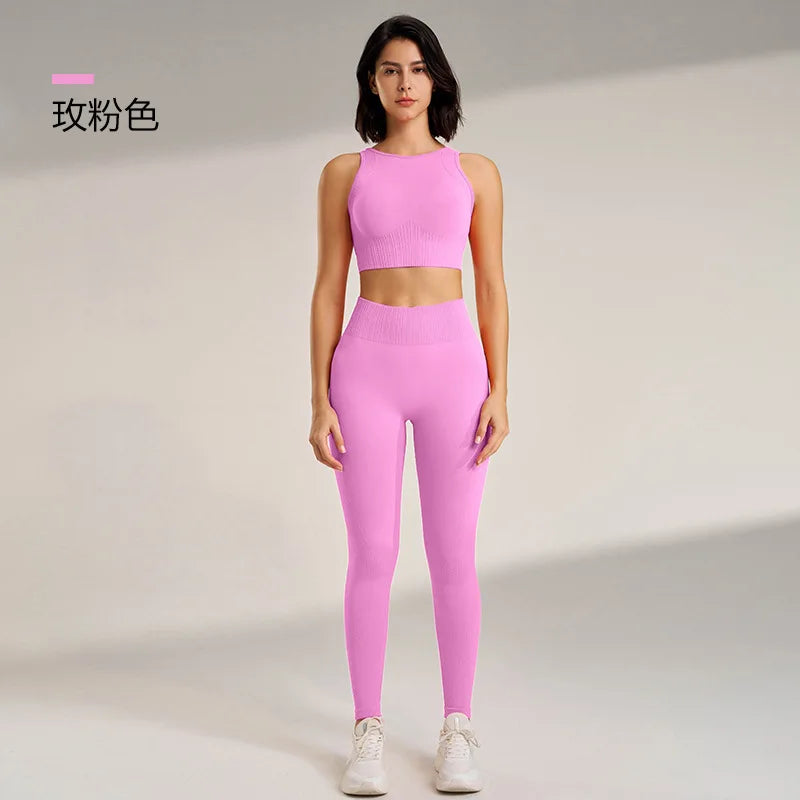 Women's fitness suit yoga suit exercise yoga bra exercise tight high-waisted pants running suit quick dry