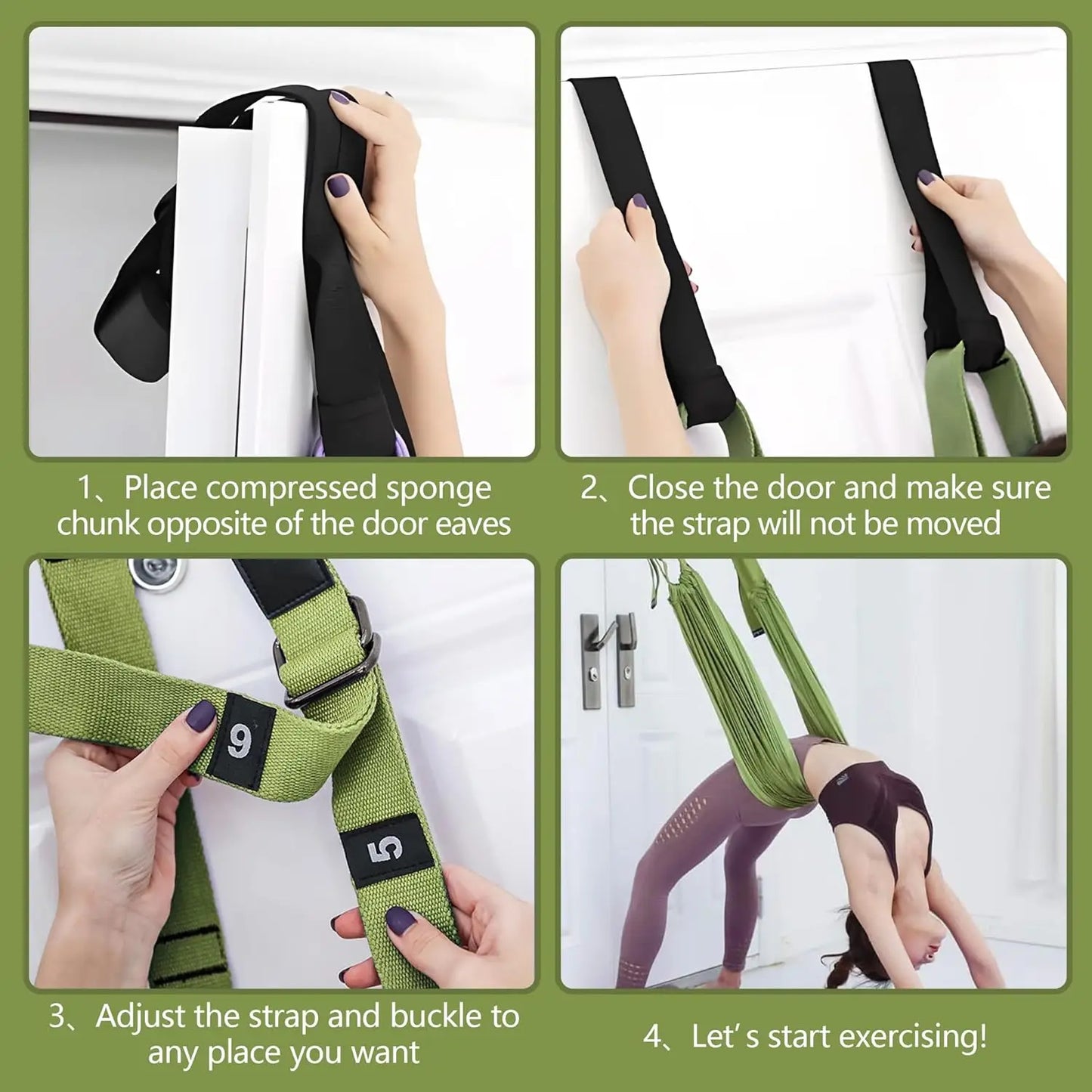 Leg Stretcher Strap, Stretching Equipment with Door Anchor Flexibility Trainer Backbend Assist for Dance Aerial Yoga Ballet Leg