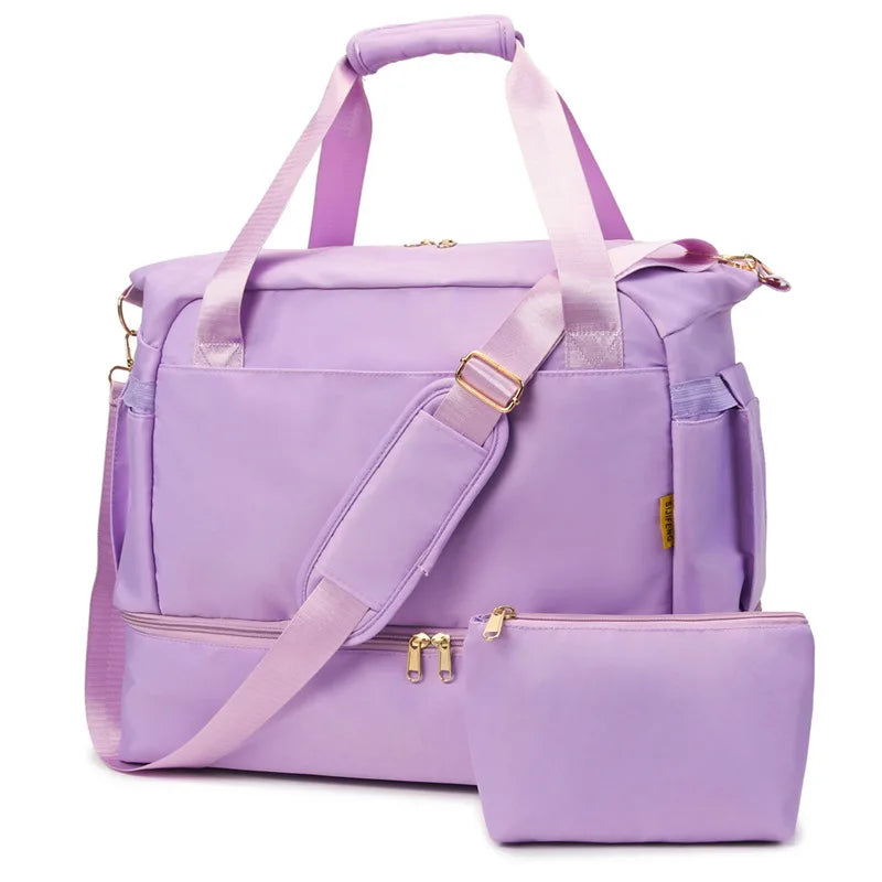 Women Gym Bag Large Fitness Training Bags Dry Wet Separation Yoga Tote with Shoe Pocket Sports Handbag Waterproof Travel Bag