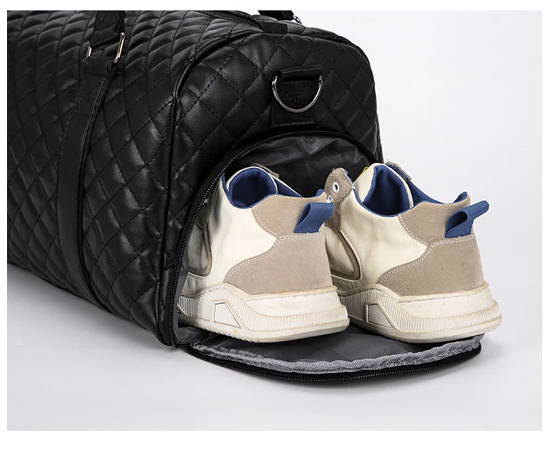 Duffle Tote Gym Fitness Bags for Woman PU Leather Handbag Travel Luggage Shoulder Sports Shoes Pocket Weekend Crossbody Bags