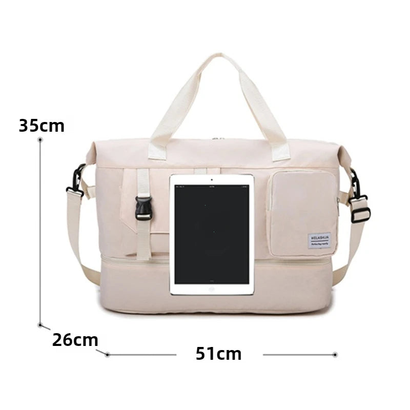 Sports Tote Gym Bag Travel Duffel Handbags for Women Shoulder Weekender Overnight Bag Dry Wet Yoga Workout Carryon Bags Pack