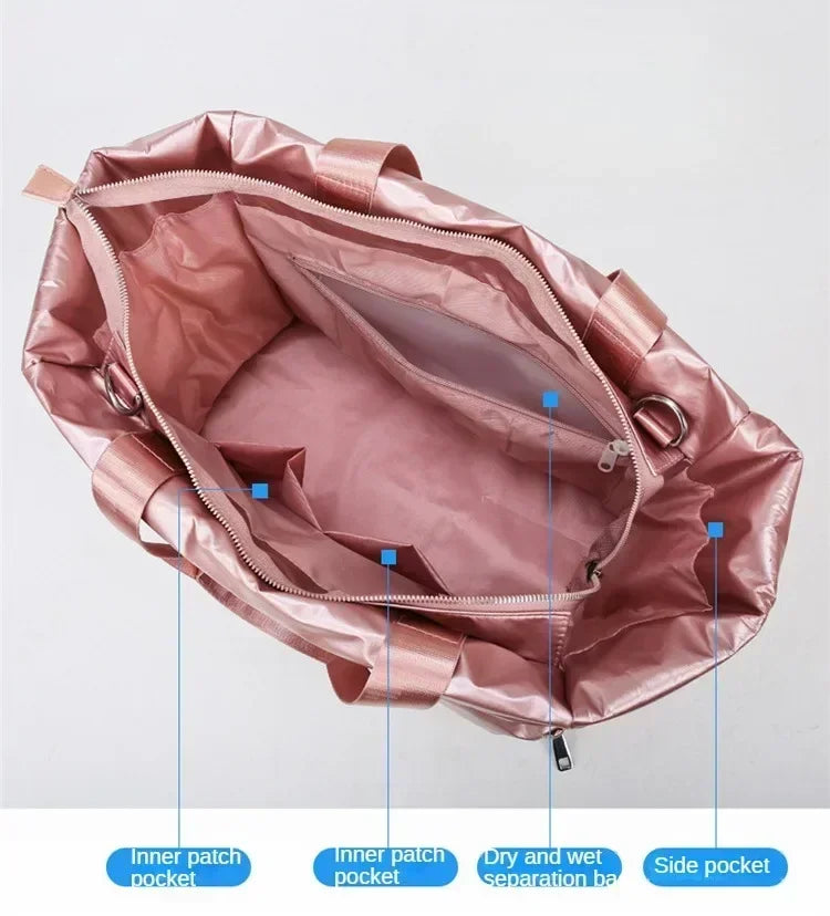 Women Gym Bags Waterproof Sports Swimming Yoga Mat Pink Weekend Travel Duffle Bags for Women Sport Fitness Shoulder Handbag