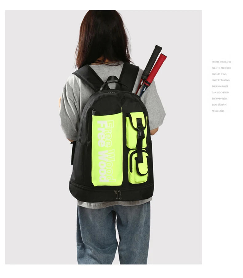 Unisex Tennis Backpack Multifunctional Badminton Racket Bags Large Capacity Sports Bagpack with Shoes Pocket Hold 1-3 Rackets
