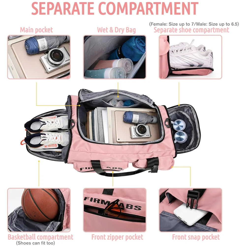1Pcs Gym Bag for Men Women with Shoe & Laptop Compartment, Sports Travel Duffel Bag Backpack for Airplane & Workout, Travel Bag