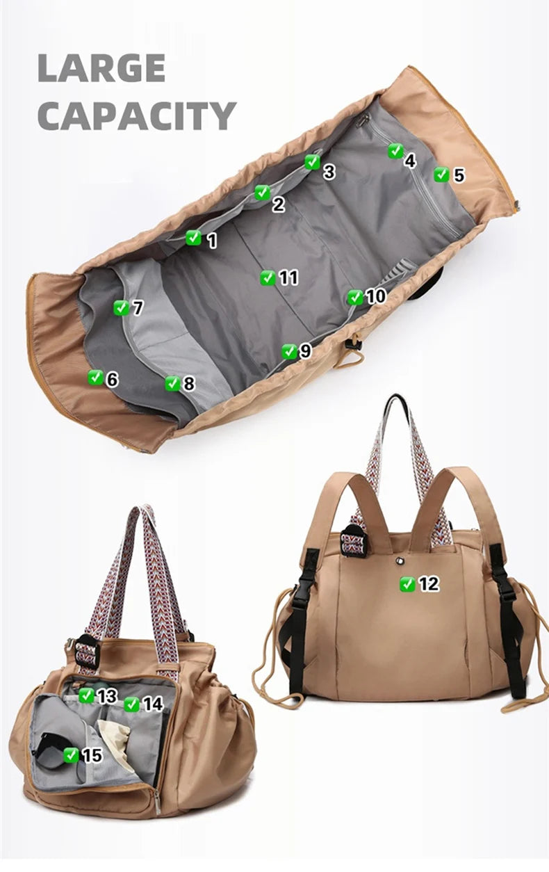 Sports Gym Yoga Backpack Travel Cradle Duffel Bag Outdoor Camping Shopping Storage Handbag Large Multiple Compartments Mummy Bag